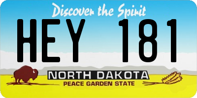 ND license plate HEY181
