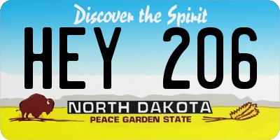 ND license plate HEY206