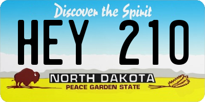 ND license plate HEY210