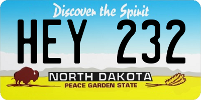 ND license plate HEY232