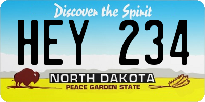ND license plate HEY234