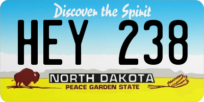 ND license plate HEY238
