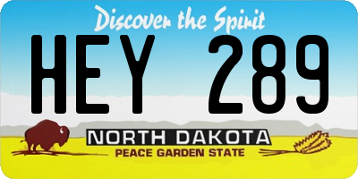 ND license plate HEY289