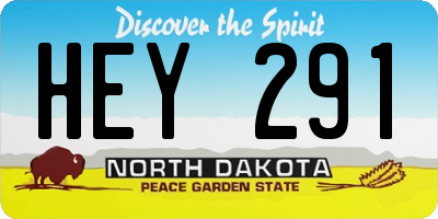 ND license plate HEY291