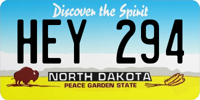 ND license plate HEY294