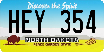 ND license plate HEY354