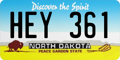 ND license plate HEY361