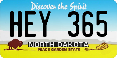 ND license plate HEY365