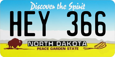 ND license plate HEY366