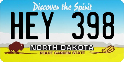 ND license plate HEY398