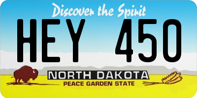 ND license plate HEY450