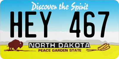 ND license plate HEY467