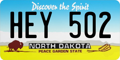 ND license plate HEY502