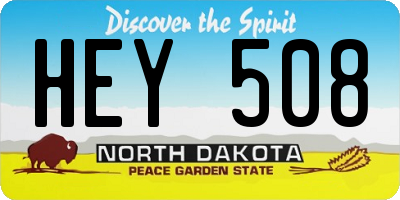 ND license plate HEY508