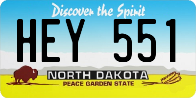 ND license plate HEY551