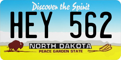 ND license plate HEY562