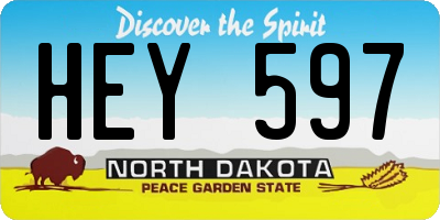 ND license plate HEY597