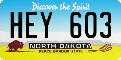 ND license plate HEY603