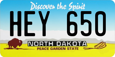 ND license plate HEY650