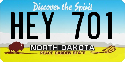 ND license plate HEY701