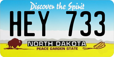 ND license plate HEY733