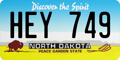 ND license plate HEY749