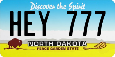 ND license plate HEY777
