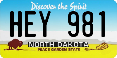 ND license plate HEY981