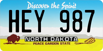 ND license plate HEY987