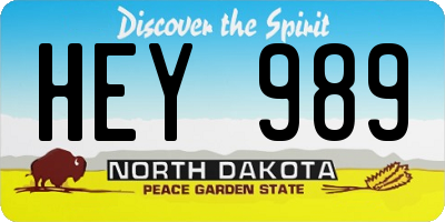 ND license plate HEY989