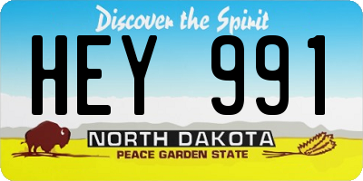 ND license plate HEY991