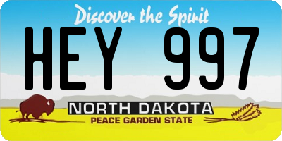 ND license plate HEY997