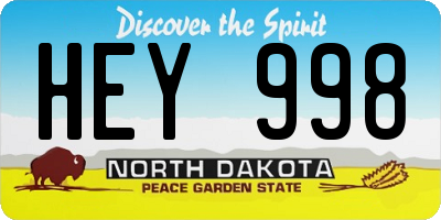 ND license plate HEY998