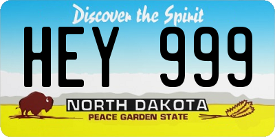 ND license plate HEY999