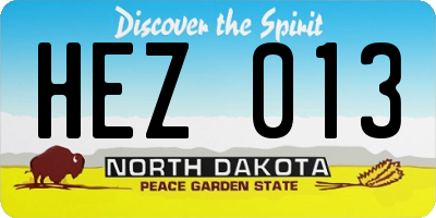 ND license plate HEZ013