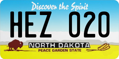 ND license plate HEZ020