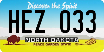 ND license plate HEZ033