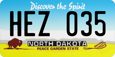 ND license plate HEZ035