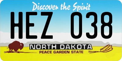 ND license plate HEZ038