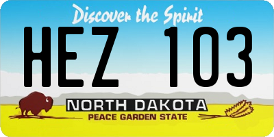 ND license plate HEZ103