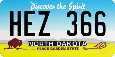 ND license plate HEZ366