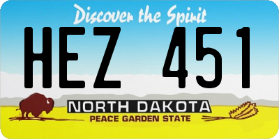 ND license plate HEZ451