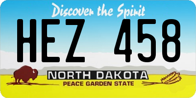 ND license plate HEZ458