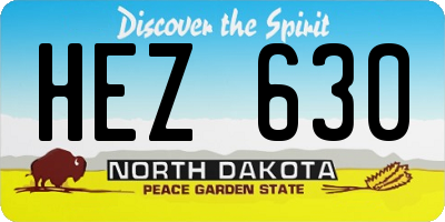 ND license plate HEZ630