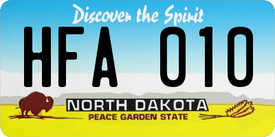 ND license plate HFA010