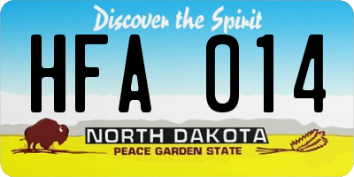 ND license plate HFA014