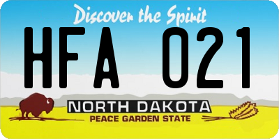 ND license plate HFA021