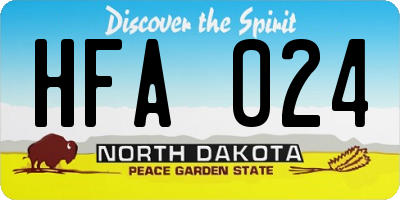 ND license plate HFA024
