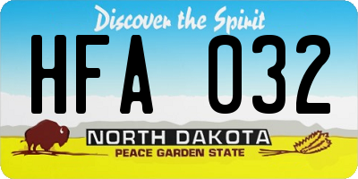 ND license plate HFA032