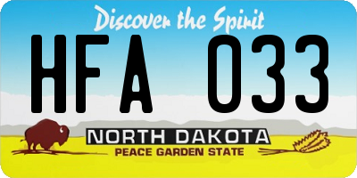 ND license plate HFA033